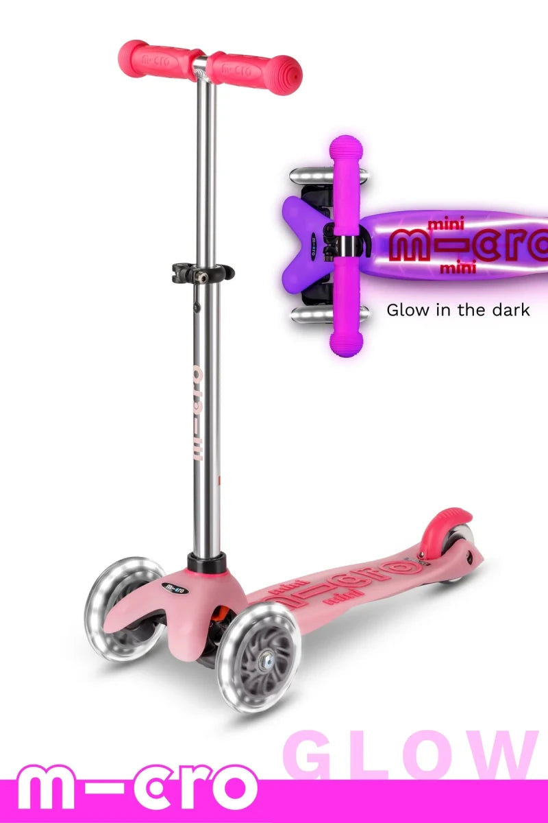 Micro Mini Deluxe GLOW LED Frosty Pink Scooter - 