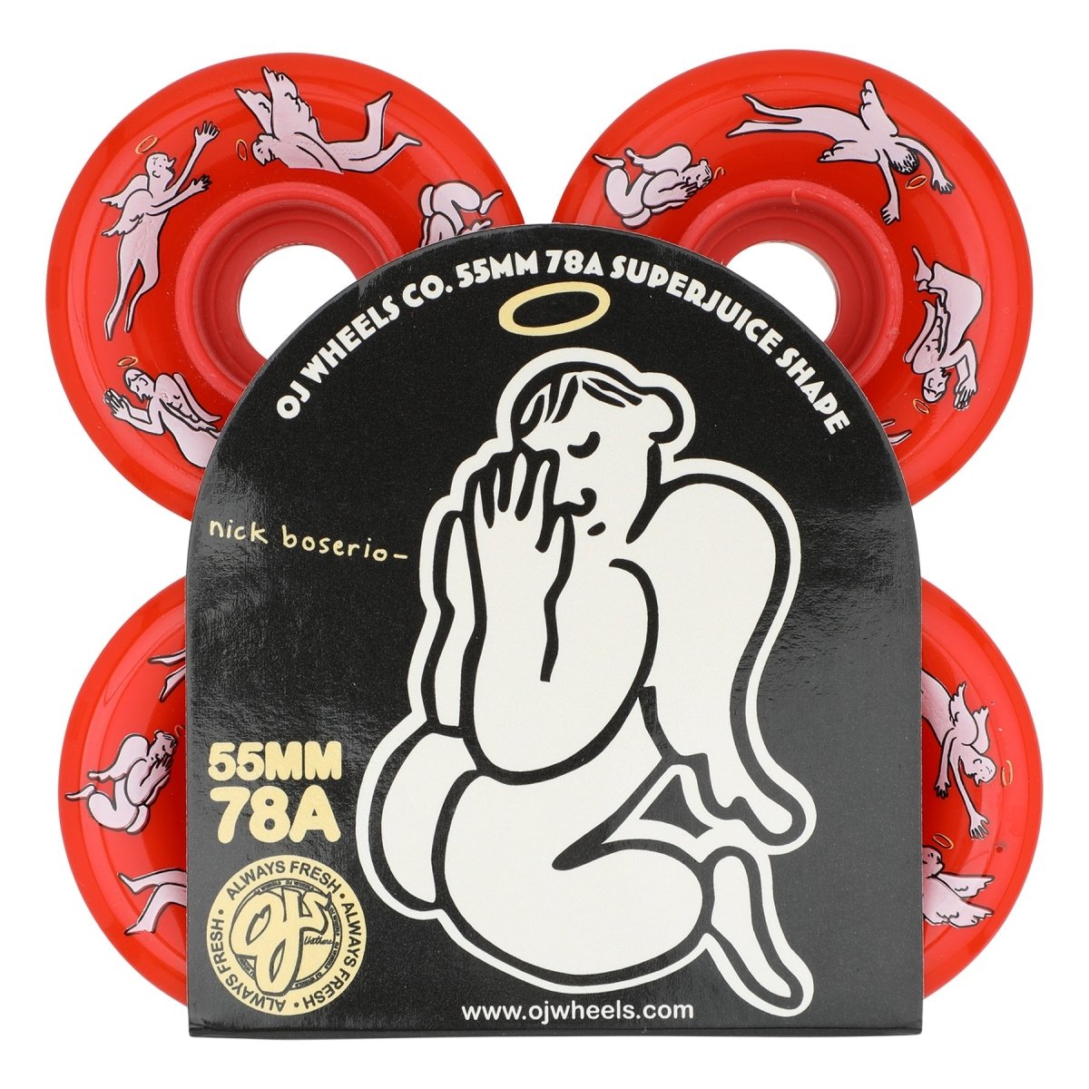 OJ 78a Mini Super Juice 55mm Nick Boserio Holy Angels (Red) - Skateboard - Wheels