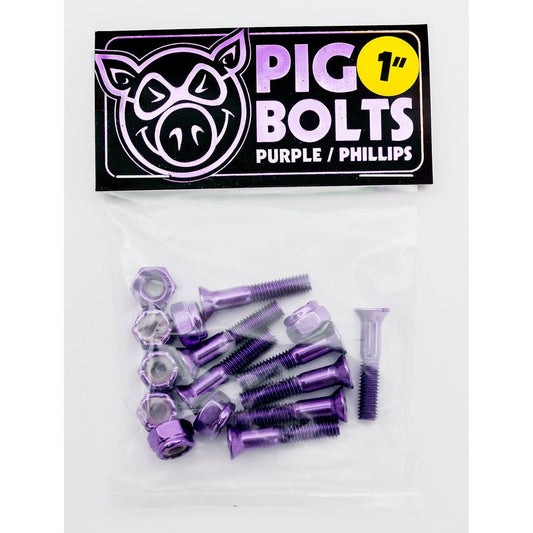 Pig Hardware 1" Phillips (Purple) - Skateboard - Hardware