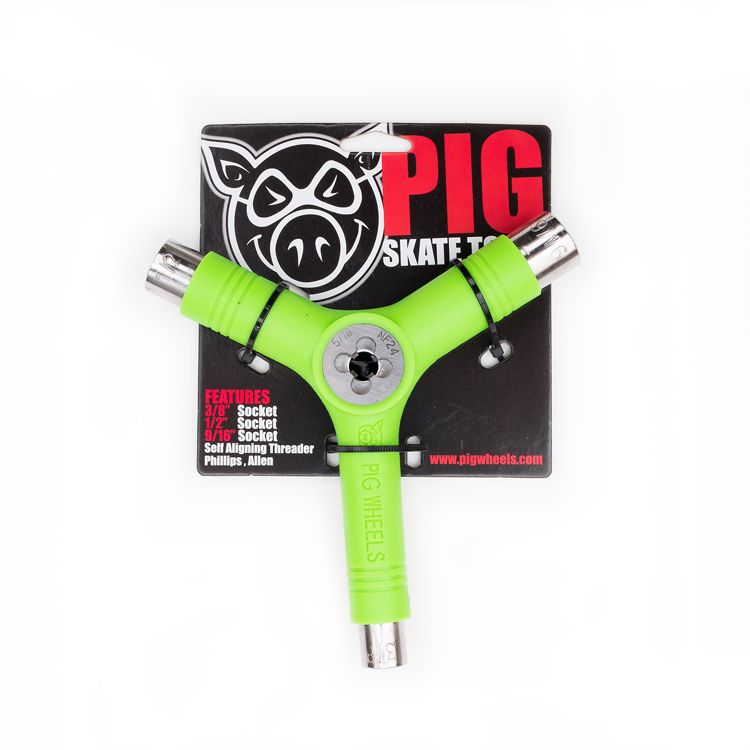 PIG TRI-SOCKET THREADER SKATE TOOL GREEN – Status Skateshop