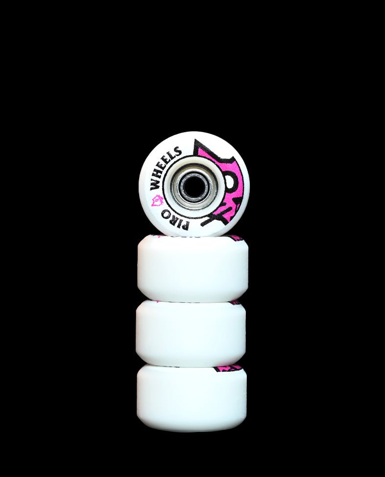 Piro Bone Head (Pink) White Performance Real Wear Graphic Fingerboard Wheels (P3) - Fingerboard - FB Wheels