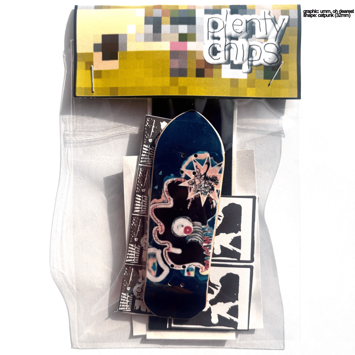 Plentychips 32mm catpunk - "umm, oh dearest" fingerboard deck - Fingerboard - FB Decks