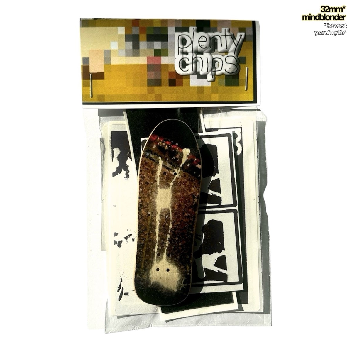 Plentychips 32mm mindblonder - "the worst year of my life" Fingerboard Deck - Fingerboard - FB Decks