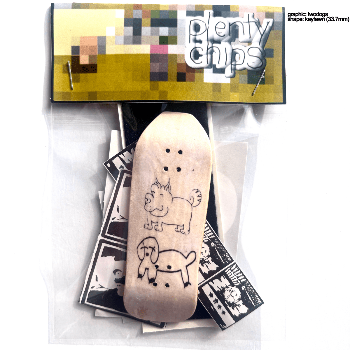 Plentychips 33.7mm keyfawn - "twodogs" fingerboard deck - Fingerboard - FB Decks