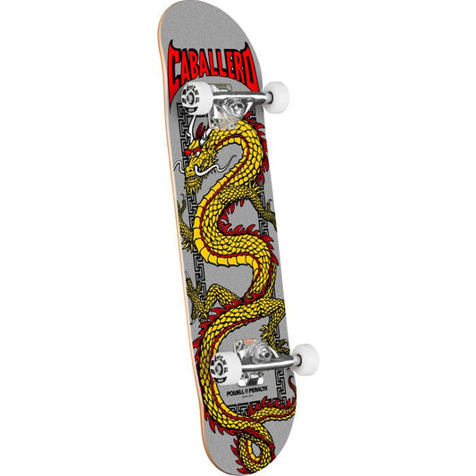 Powell Peralta Cab Chinese Dragon 7.75" Metallic Silver Skateboard Complete - Skateboard - Completes