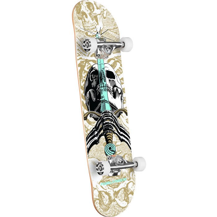 Powell Peralta Skull & Sword 8.0 Birch White/Gold Skateboard Complete - Skateboard - Completes