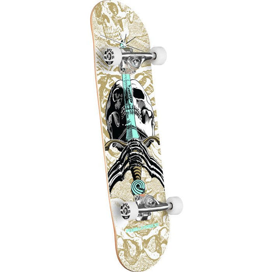 Powell Peralta Skull & Sword 8.0 Birch White/Gold Skateboard Complete - Skateboard - Completes