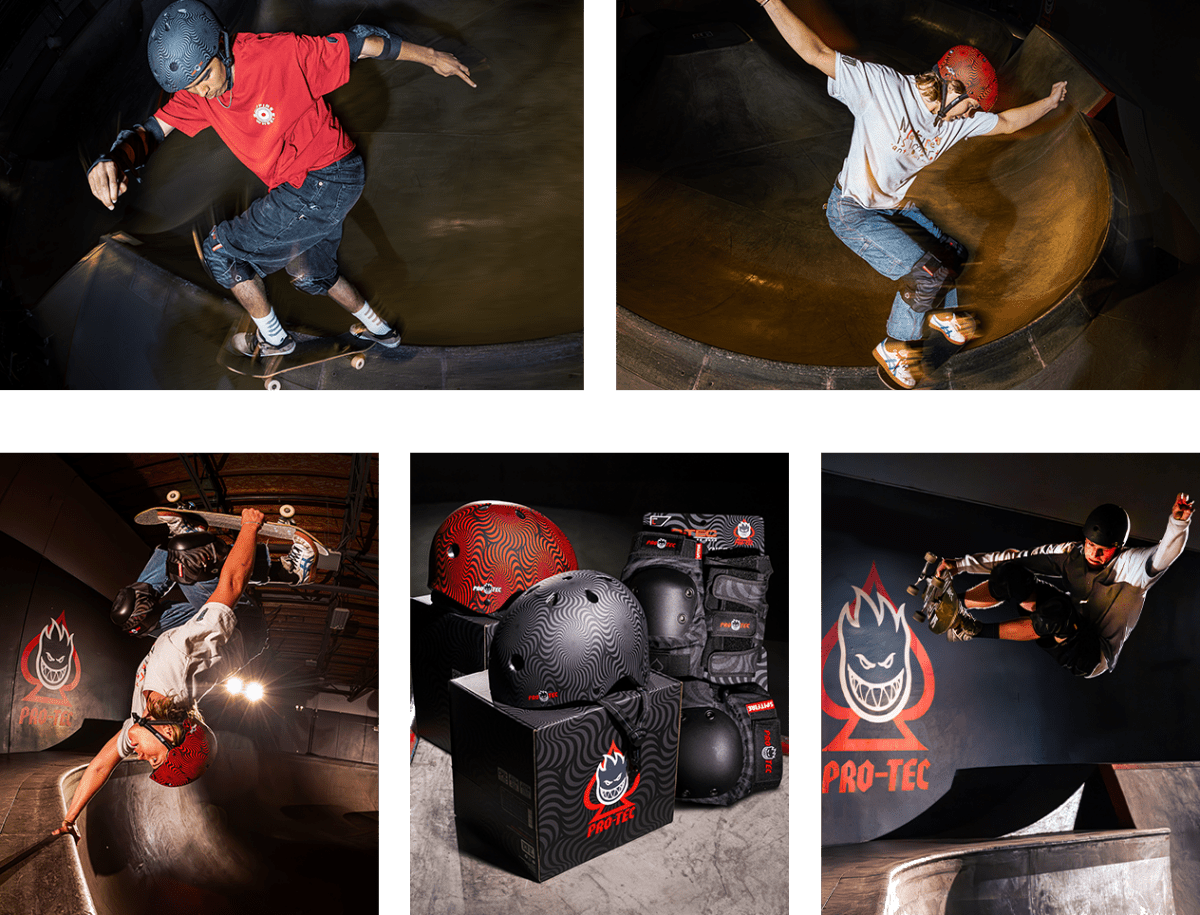 Pro - Tec x Spitfire Signature Edition Low Pro Helmet (Red Swirl) - Gear - Helmets