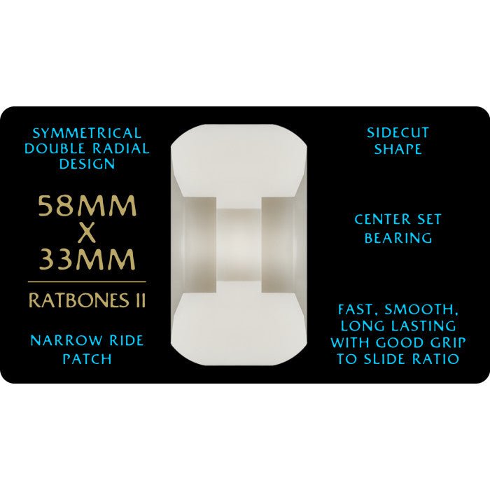 Pwl/P DF 54x34mm 97a Rat Bone II Dragons Skateboard Wheels (Off White/Blue) - Skateboard - Wheels