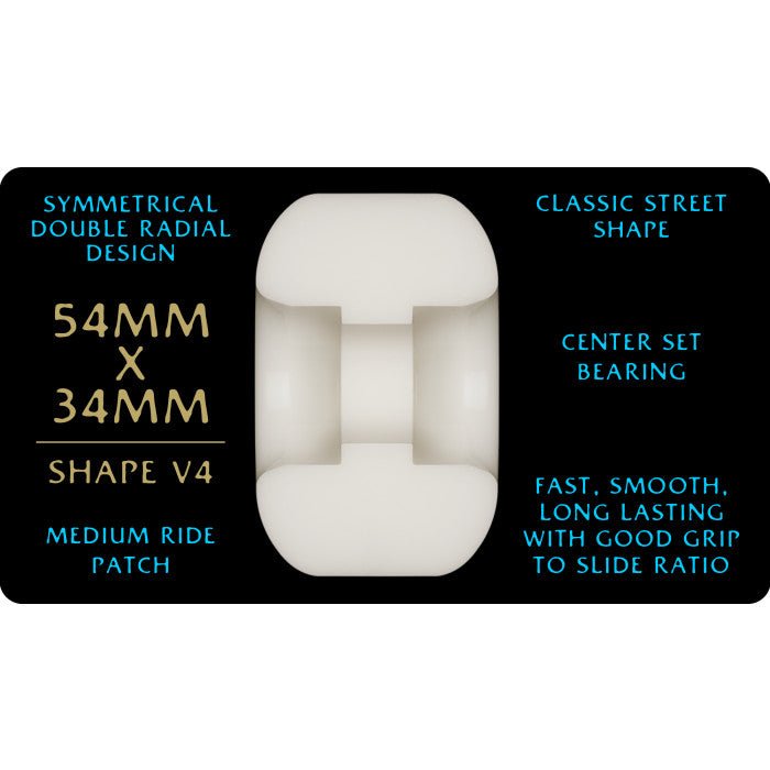 Pwl/P DF 54x34mm 97a V4 Dragons Skateboard Wheels (Off White/Blue) - Skateboard - Wheels