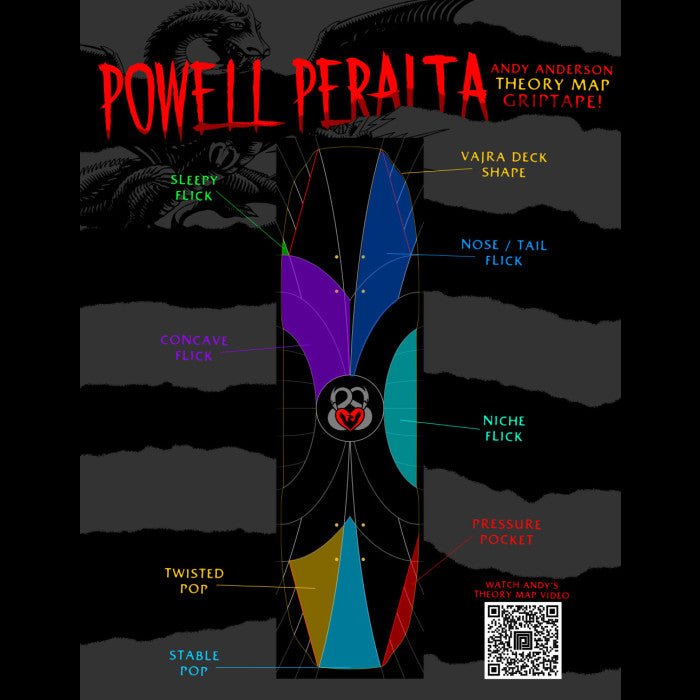 PWL/P Griptape 9x33 Anderson Theory Map Black - Skateboard - Griptape
