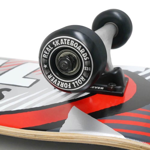 Real Hatched Oval Red 8.0" Skateboard Complete - Skateboard - Completes