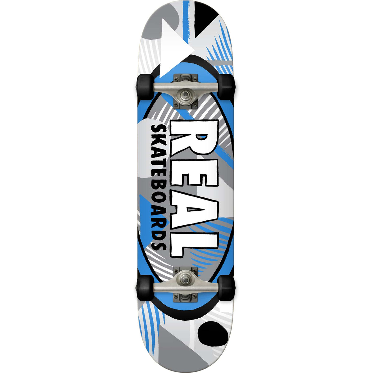 Real Hatched Oval Blue 7.3" Skateboard Complete