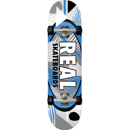 Real Hatched Oval Blue 7.3" Skateboard Complete
