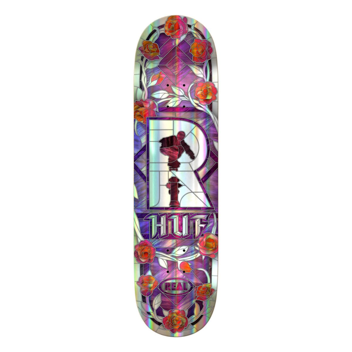 Real Huf Holographic Rainbow Cathedral 8.25" Skateboard Deck - Skateboard - Decks