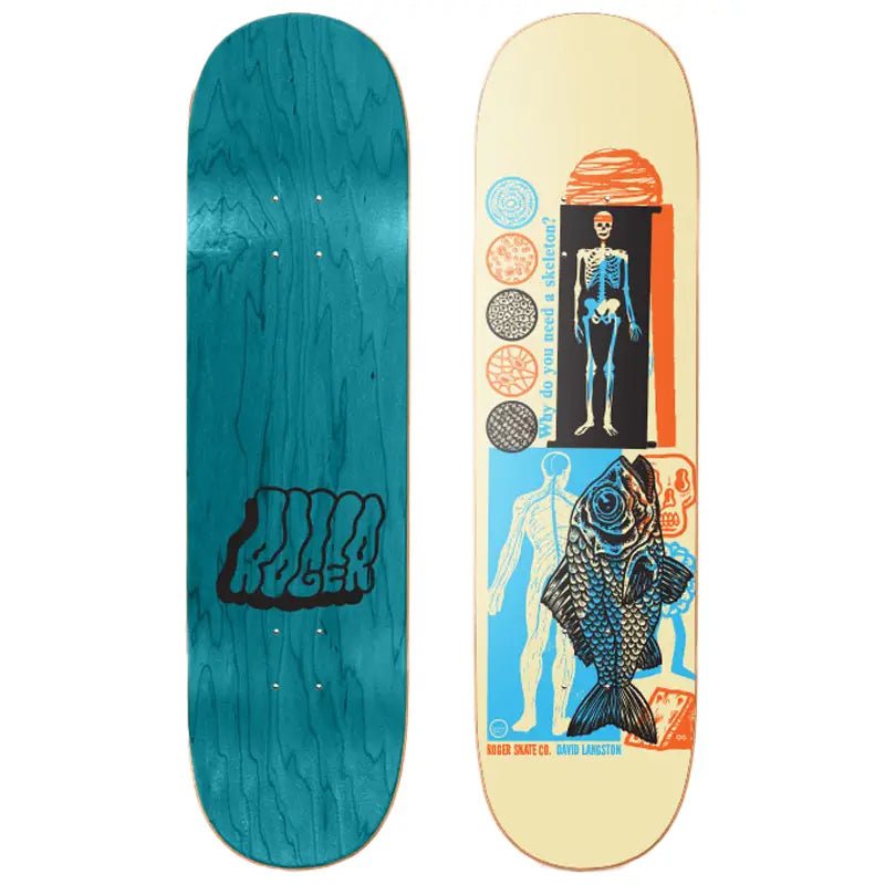 Roger Skeleton David Langston 8.25 Hi Concave Square Deck - Skateboard - Decks