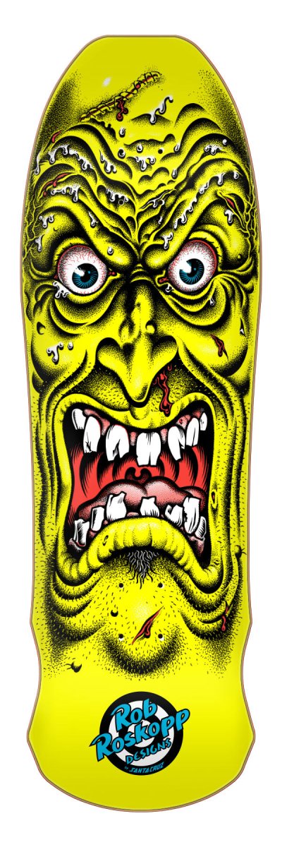 Santa Cruz Roskopp Face Yellow Reissue 9.5" Skateboard Deck - Skateboard - Decks