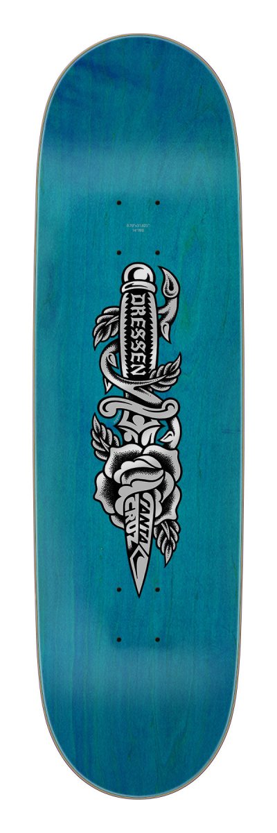 SC Dressen Rose Dagger Pro 8.7" (White) Deck Wb: 14" - Skateboard - Decks