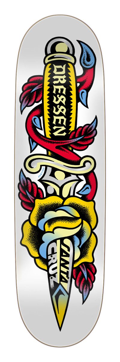 SC Dressen Rose Dagger Pro 8.7" (White) Deck Wb: 14" - Skateboard - Decks