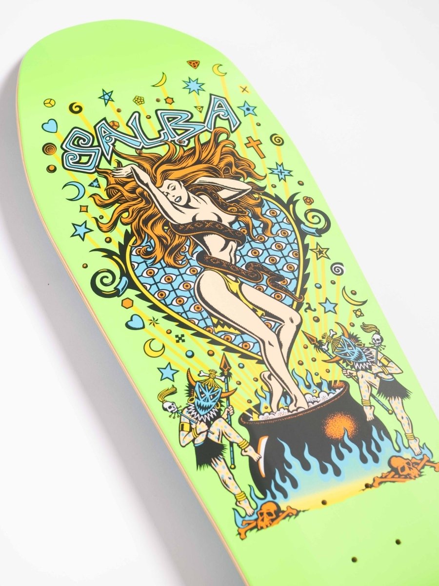 SC Salba Witch Doctor Reissue 10.4" x 32" Skateboard Deck (Neon Green) - Skateboard - Decks