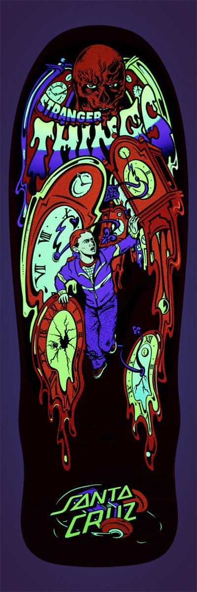 SC Stranger Things Grabke Max Melting Clock 9.7in x 29.4in Deck - Skateboard - Decks
