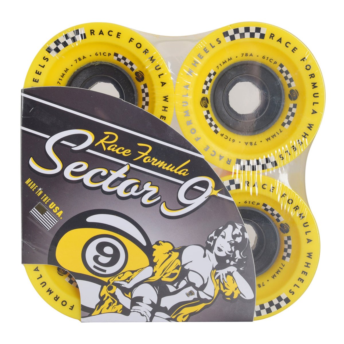 Sec9 71mm 78a Race Formula Wheels - Yellow - Skateboard - Wheels