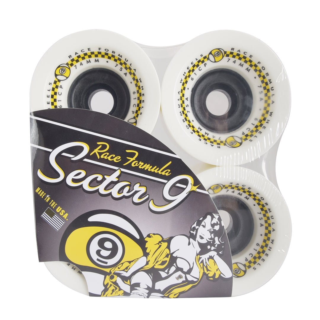 Sec9 75mm 74a 61CP Race Formula White Skateboard Wheels - Skateboard - Wheels