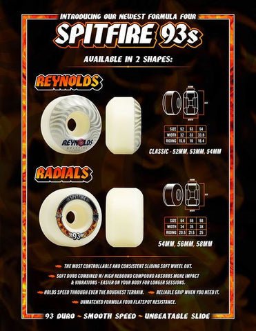 SF F4 93a 54mm Radials (Orange/Nat) - Skateboard - Wheels