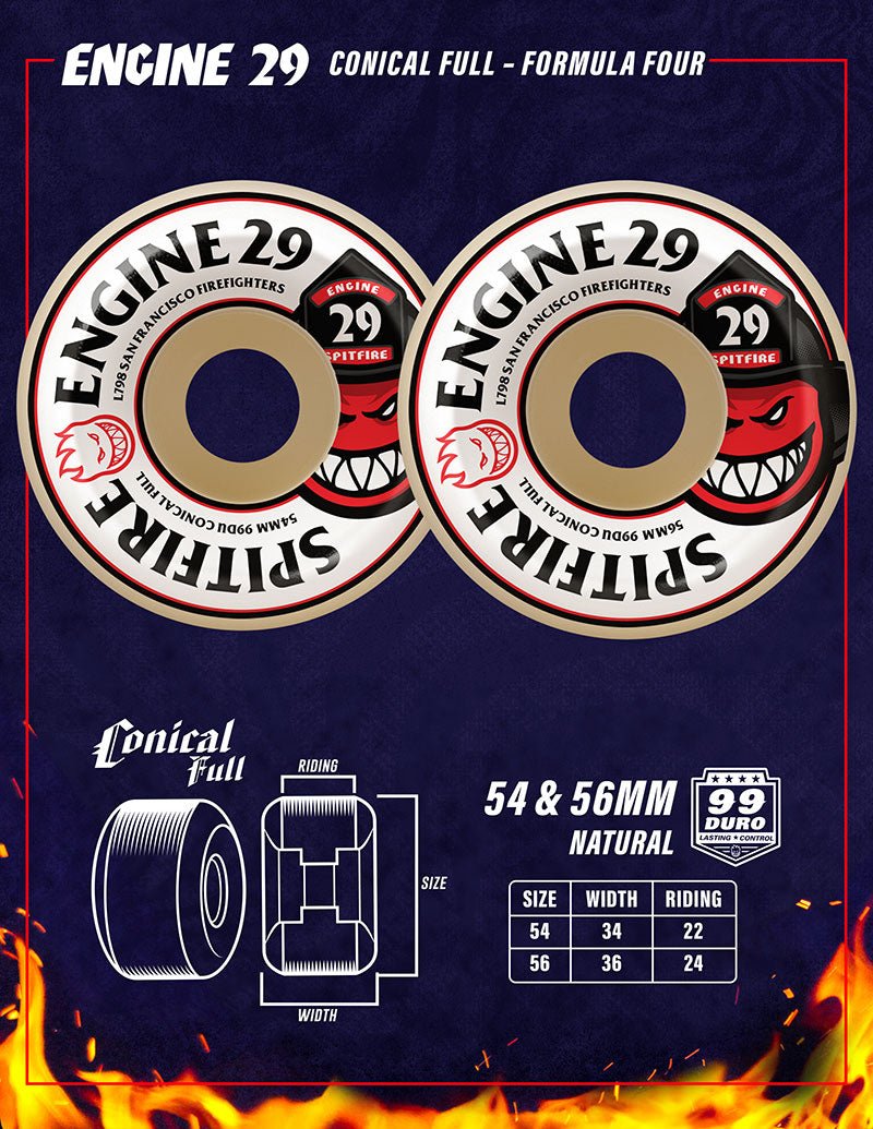 SF F4 99a Conical Full Engine 29 54mm - Skateboard - Wheels