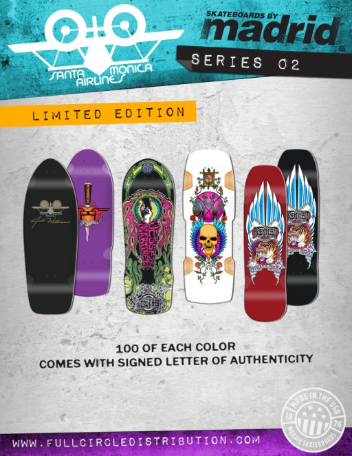 SMA x Madrid Limited Edition Wes Humpton Flying Skull (White Dipped) 11" WB: 17.5" Series 2 - Surfskate - Decks