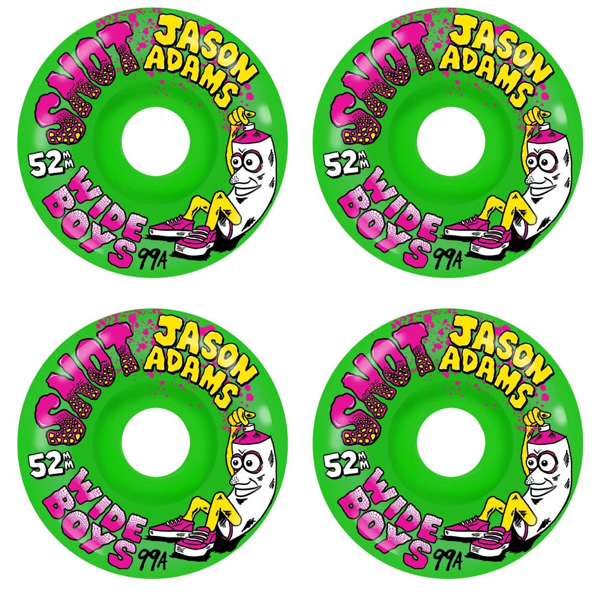 Snot 52mm Jason Adams Wide Boys 99A Green Skateboard Wheels - Skateboard - Wheels