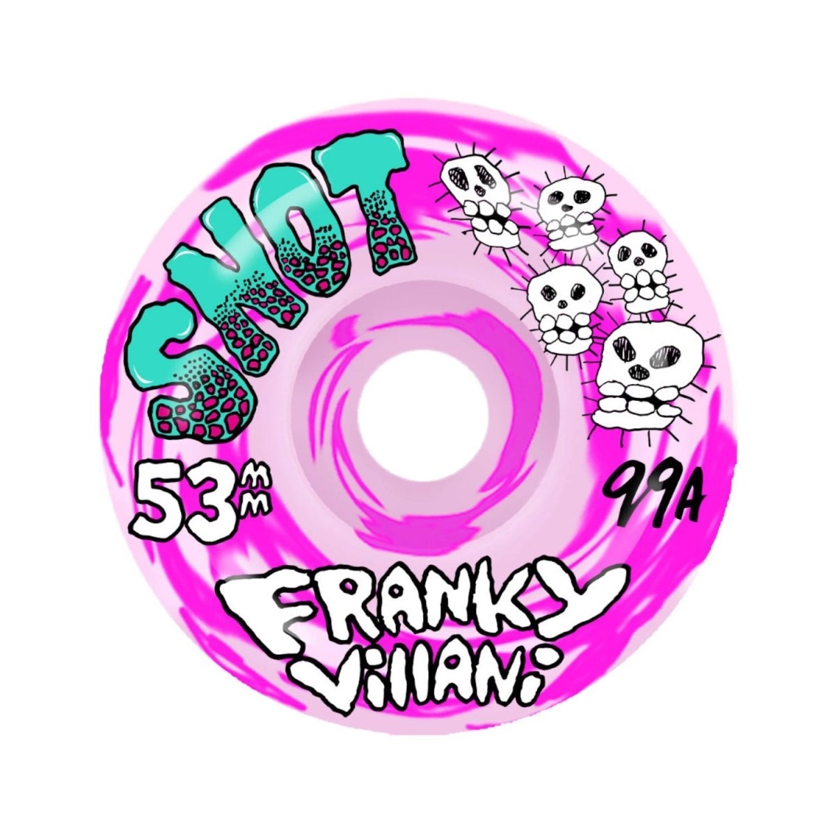 Snot 53mm Franky Villani Skulls 99a Pink Swirl Skateboard Wheels - Skateboard - Wheels