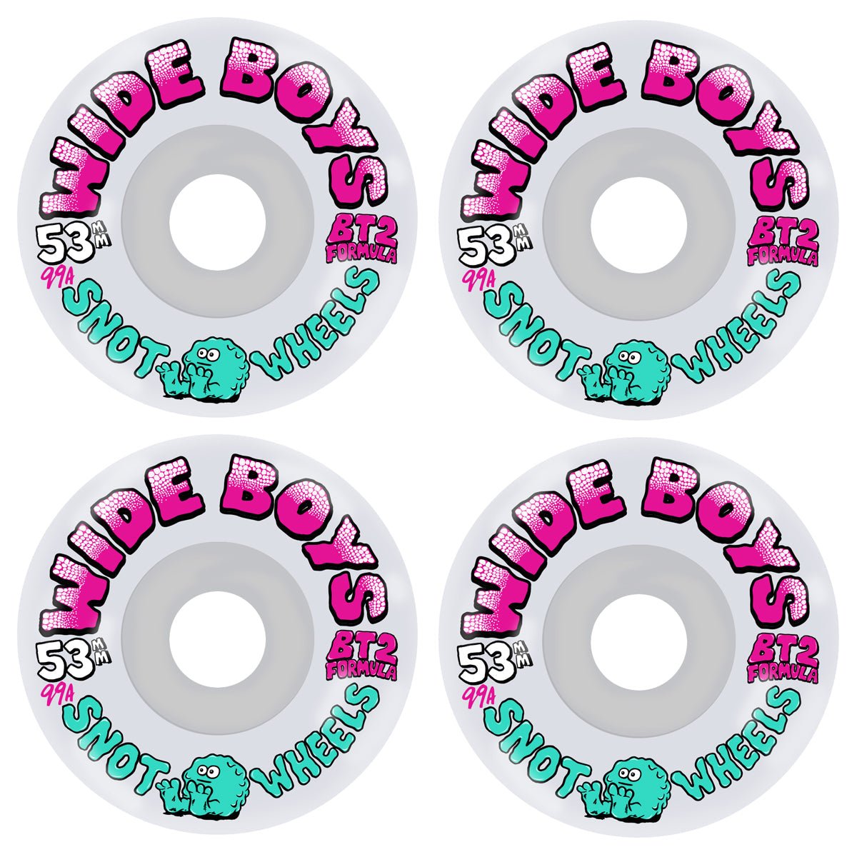 Snot 53mm Wide Boys 99A Clear/Pink Skateboard Wheels - Skateboard - Wheels