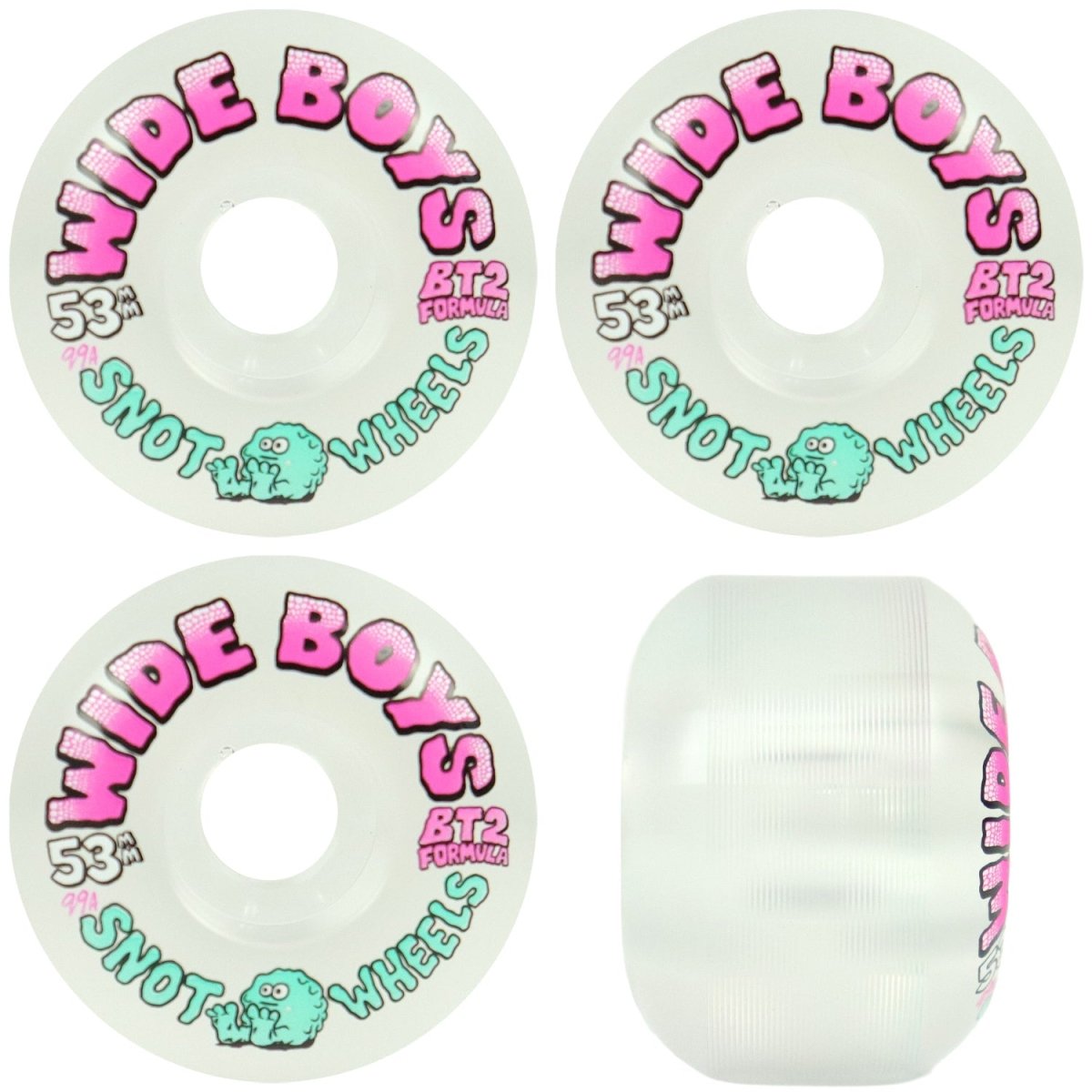 Snot 53mm Wide Boys 99A Clear/Pink Skateboard Wheels - Skateboard - Wheels