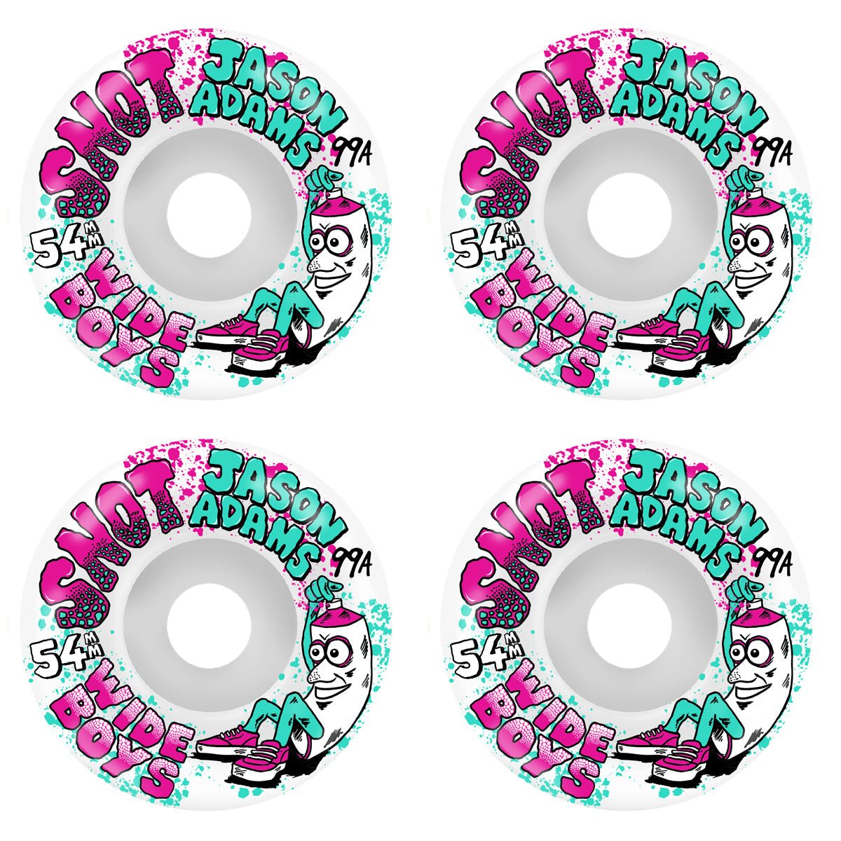 Snot 54mm Jason Adams 99a Wide Boys White Skateboard Wheels - Skateboard - Wheels