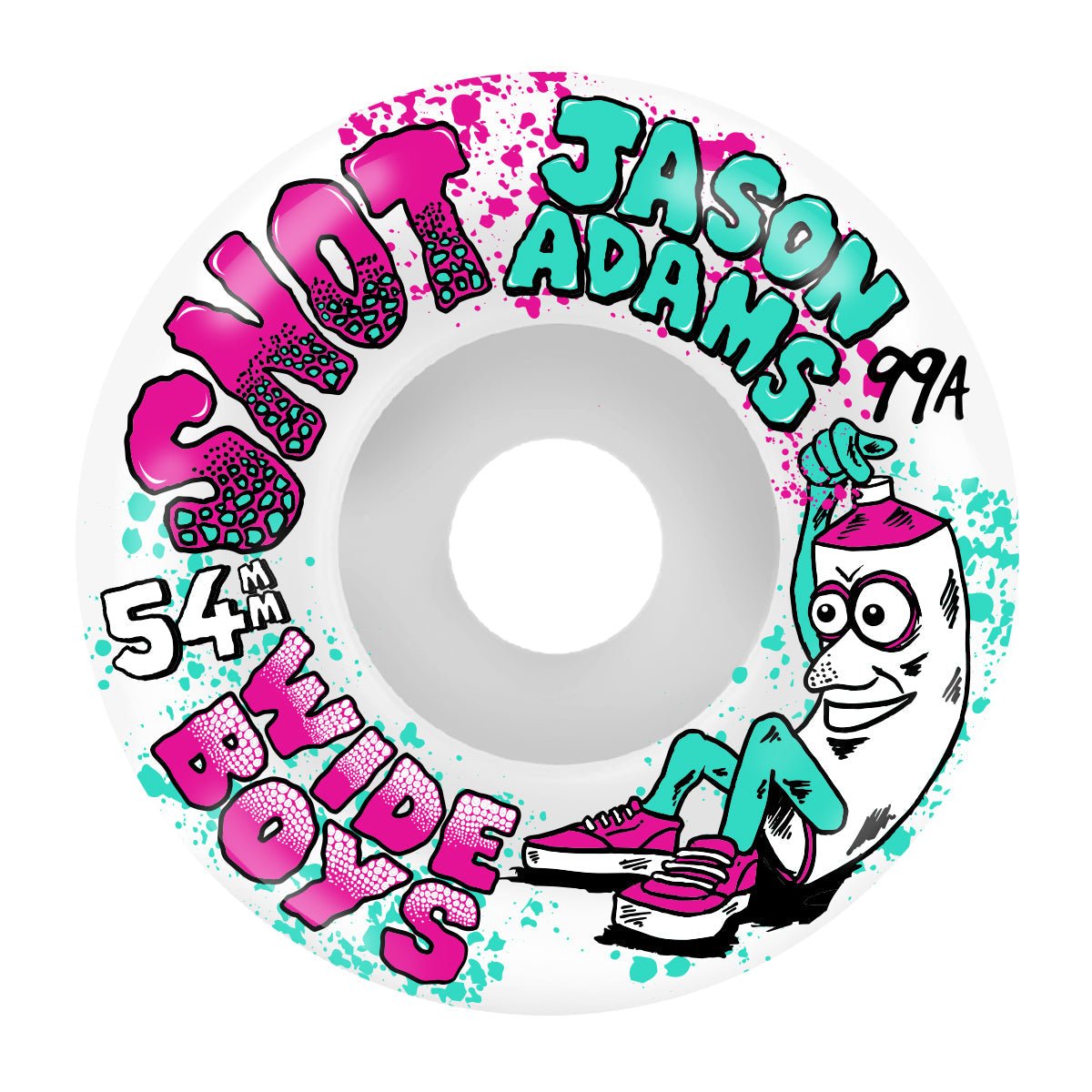 Snot 54mm Jason Adams 99a Wide Boys White Skateboard Wheels - Skateboard - Wheels