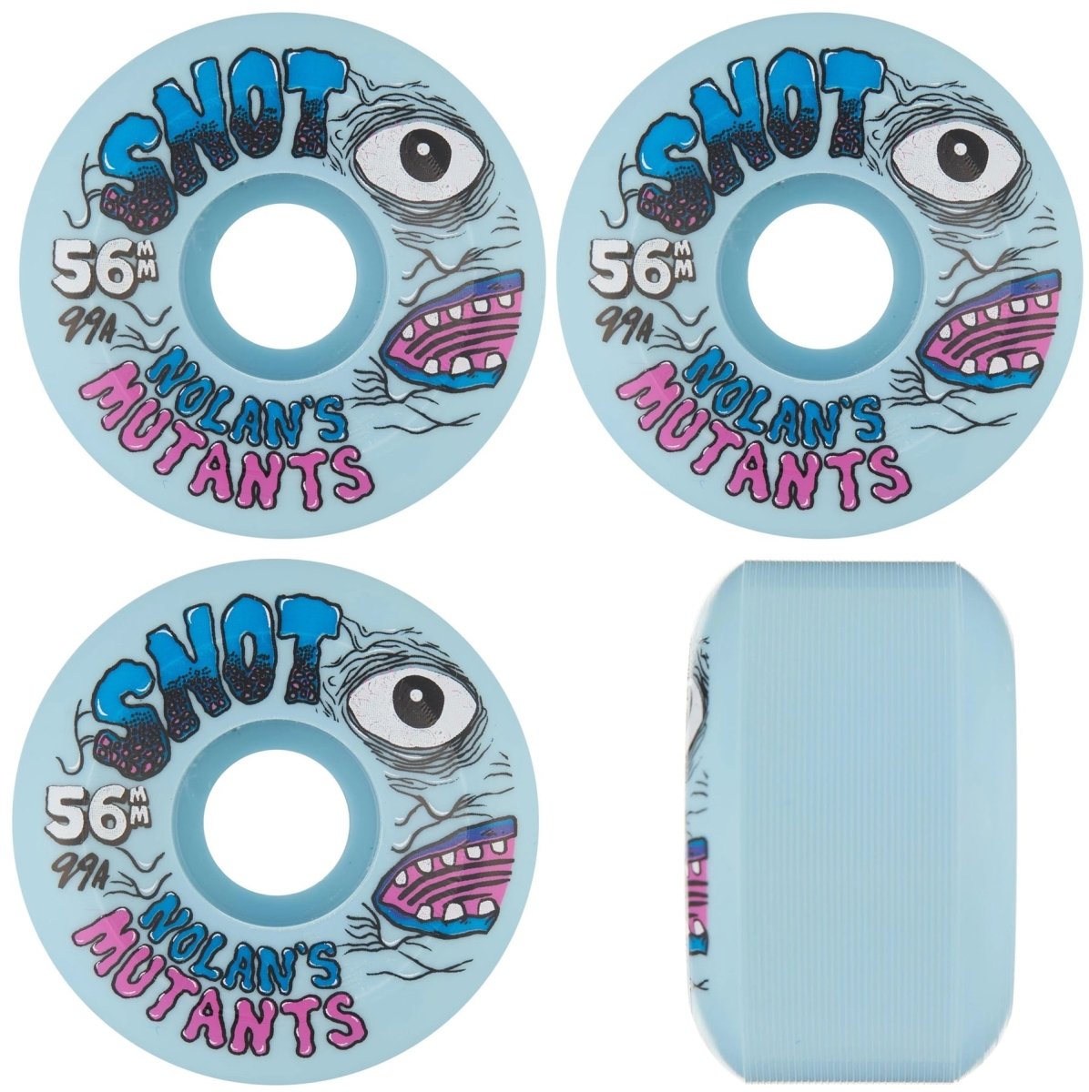 Snot 56mm Nolans 99a Mutations Conical Ice Blue Skateboard Wheels - Skateboard - Wheels