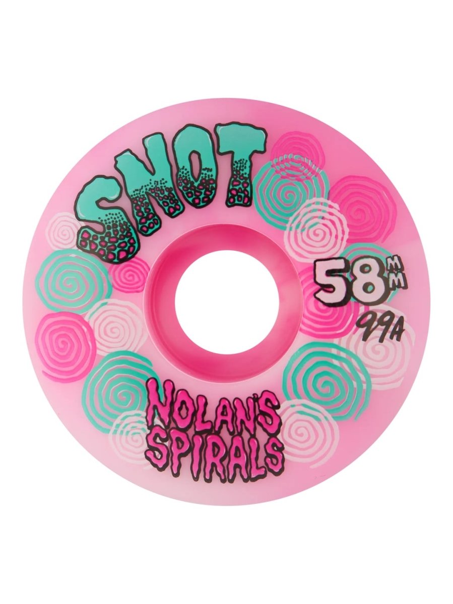 Snot 58mm Nolan Houghton 99a Spiral Wide Boys Pink Swirl Skateboard Wheels - Skateboard - Wheels
