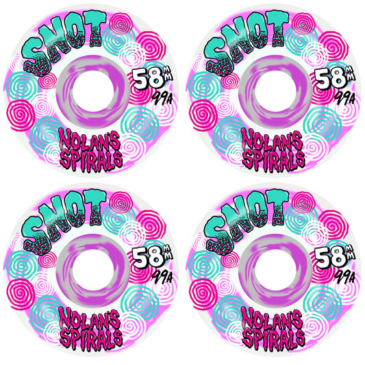 Snot 58mm Nolan Houghton 99a Spiral Wide Boys Pink Swirl Skateboard Wheels - Skateboard - Wheels