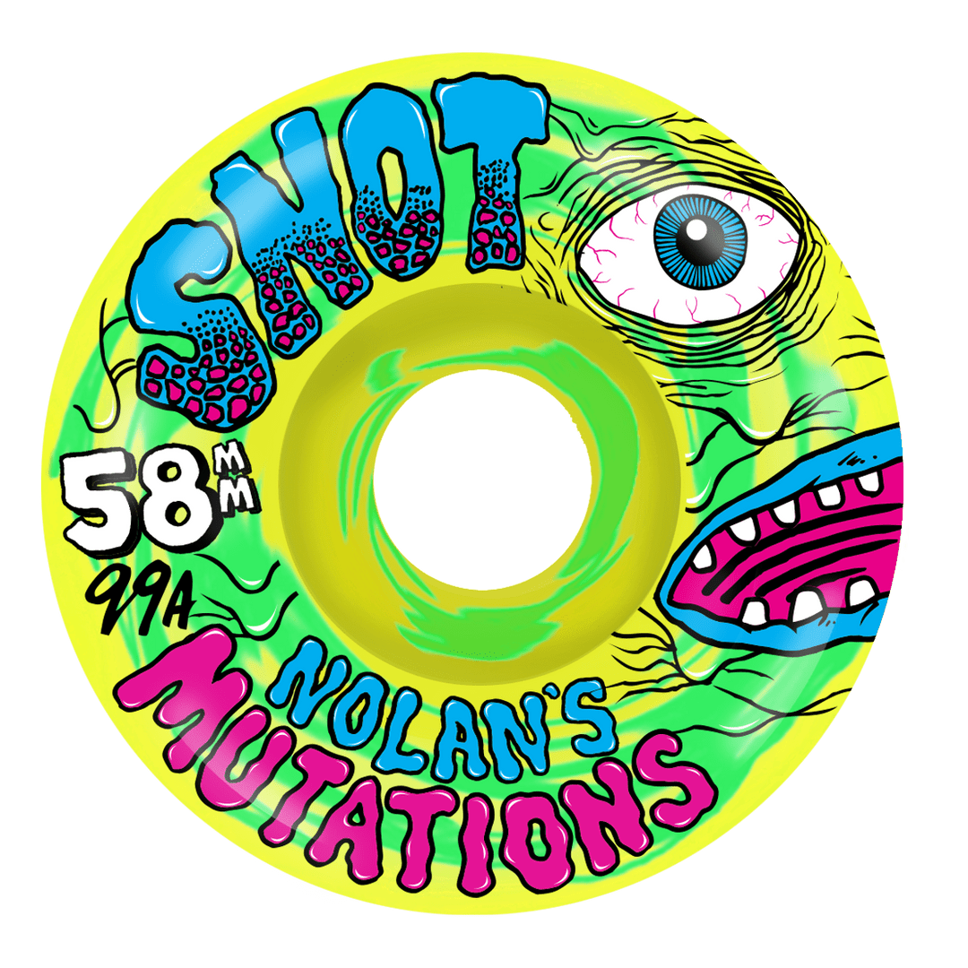Snot 58mm Nolan's Mutations 99A Green/Yellow Skateboard Wheels - Skateboard - Wheels