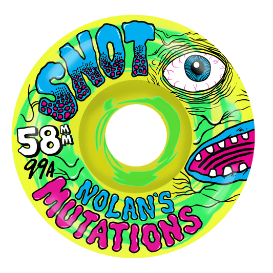 Snot 58mm Nolan's Mutations 99A Green/Yellow Skateboard Wheels - Skateboard - Wheels