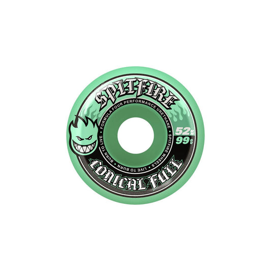 Spitfire F4 99a 52mm Teal Conical Full Skateboard Wheel - Skateboard - Wheels