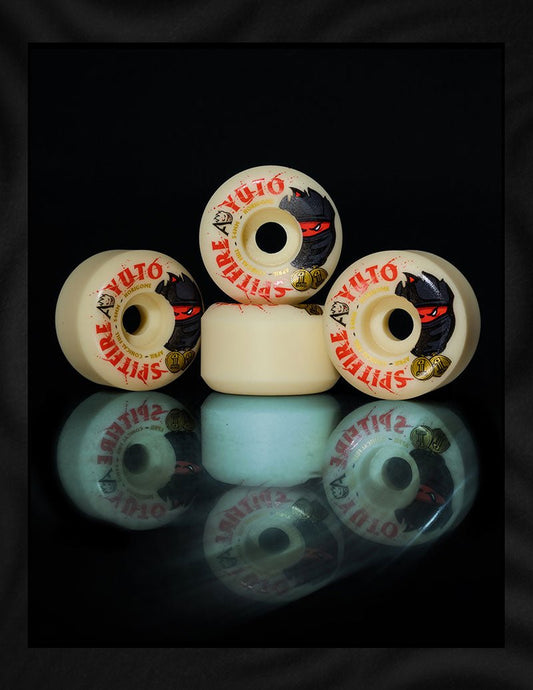 Spitfire F4 x April 99a 54mm White Yuto Conical Full Skateboard Wheels - Skateboard - Wheels