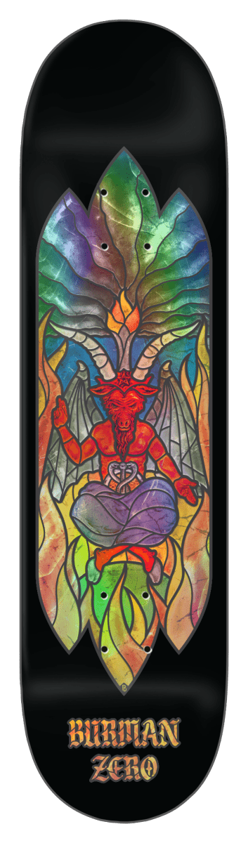 ZERO Burman Stained Glass 8.625" Wb 14.5" Deck (Baphomet) - Skateboard - Decks