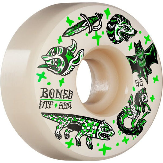 Bones STF V1 99a Dark Knights 52mm (White/Green)