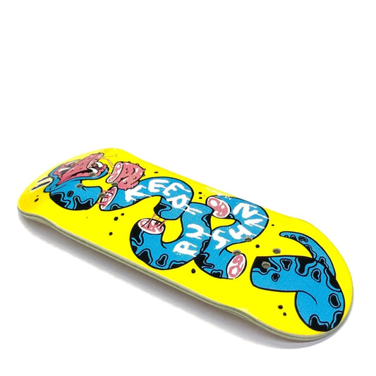 Chems Yellow "Keep Pushing" Mid Pro POP 34mm Deck - Fingerboard - FB Decks