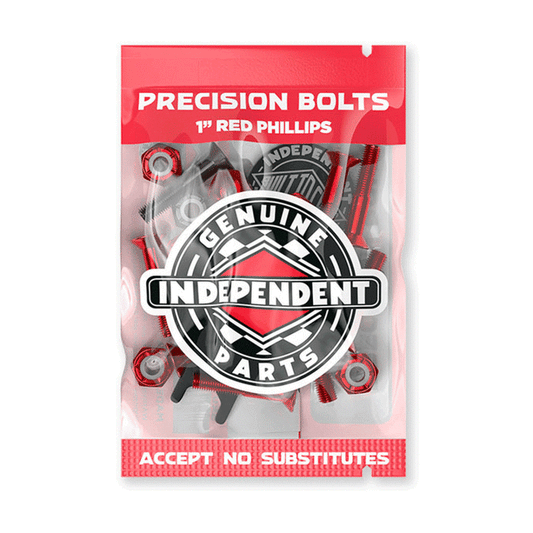Independent Cross Bolts (8 Red / 2 Black) 1" Phillips w/ tool - Skateboard - Hardware