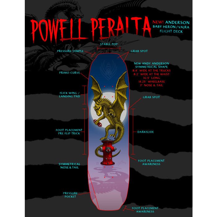 PWL/P Pro Andy Anderson Baby Heron (Vajra) 8.4" Flight Deck - Skateboard - Decks