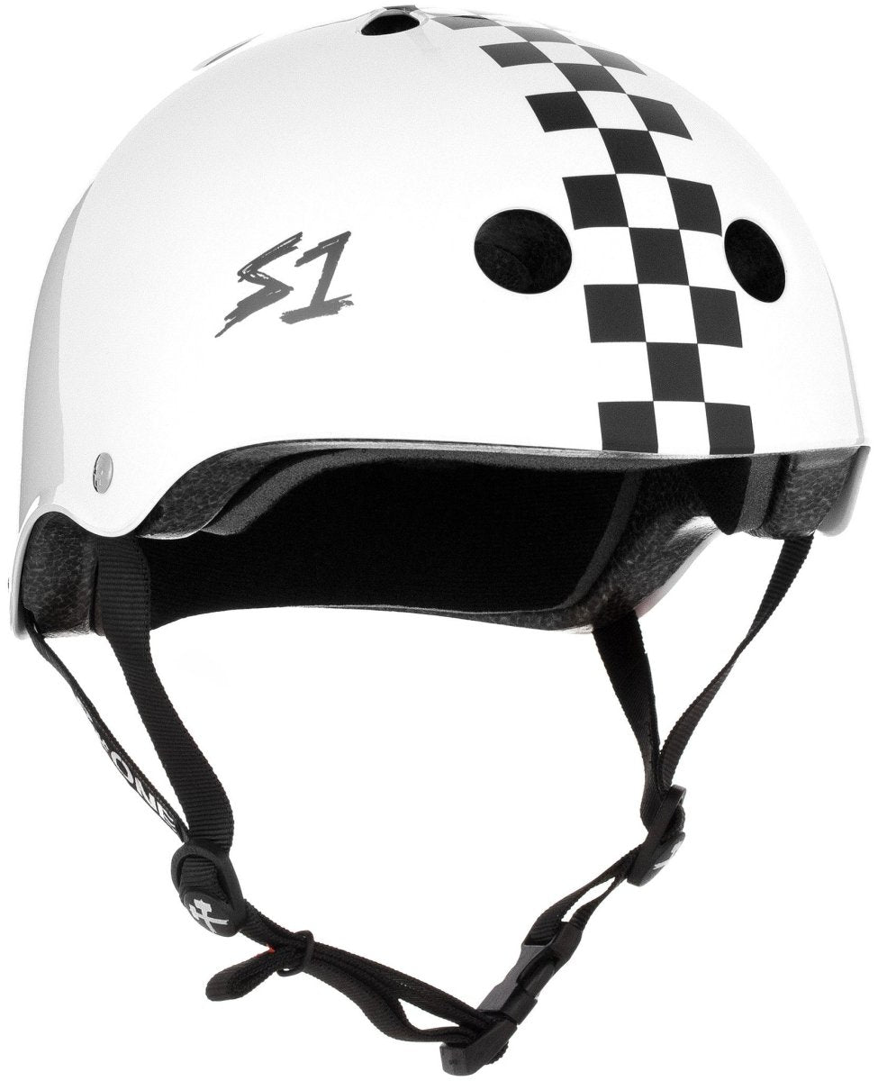 S1 Lifer White Gloss w/Black Checkers Small - Gear - Helmets