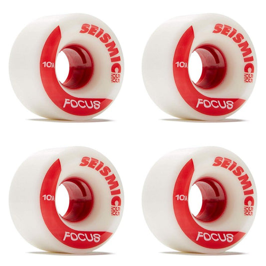 Seismic Focus 55mm 101a (wht/red) Offset/Freestyle Wheels - Skateboard - Wheels